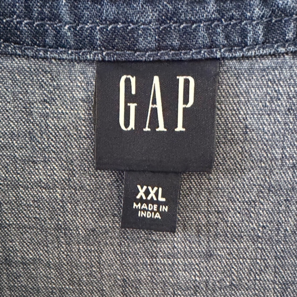 GAP XXL Denim Maxi Dress 100% Cotton Button Front Pockets Chambray Blue - Picture 4 of 7